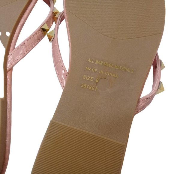 Charlotte Womens NEW Pink Crocodile Gold Studded Jelly Flip Flop Thong Sandals 6 - Picture 11 of 12